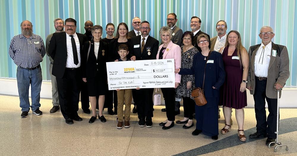 Iowa Odd Fellows, Rebekah Assembly, donate $150,000 to children's hospital