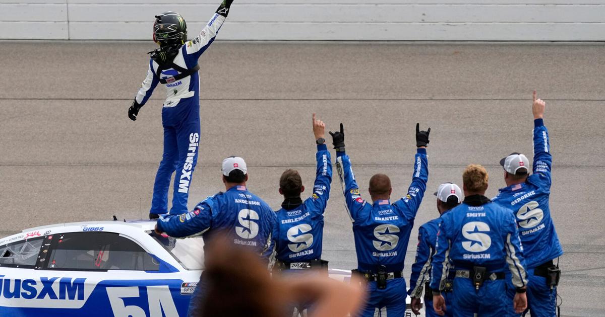 Auto racing: NASCAR: Ty Gibbs hangs on to win Iowa Corn 350