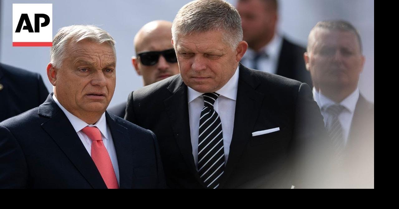 Leaders of Hungary and Slovakia lambast EU at event on bridge connecting two countries