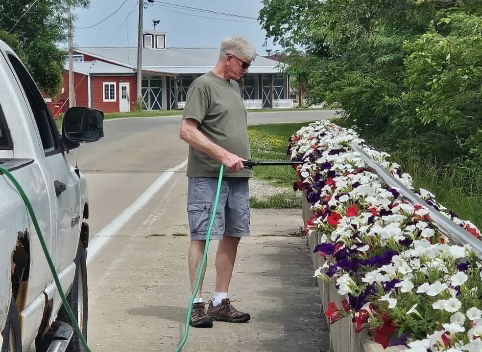 Patriotic petunias line our bridges
