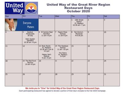United Way Restaurant Days Are Back Daily Gate City Mississippivalleypublishing Com