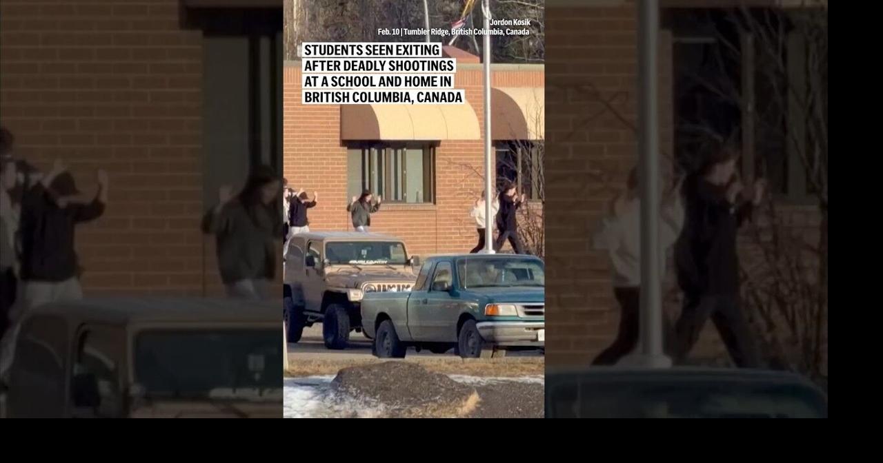 Students seen exiting after deadly shootings at a school and home in British Columbia, Canada