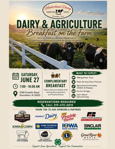 Dairy Month breakfast coming to Hinterland this Saturday