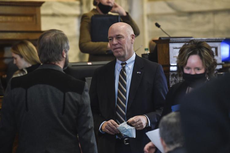 Gov. Greg Gianforte, while not wearing a mask,