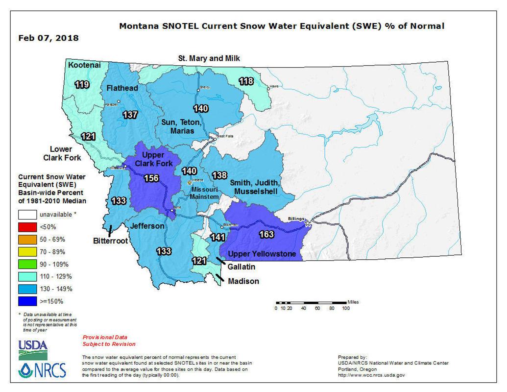 Snowpack in Montana still well above normal as February starts State