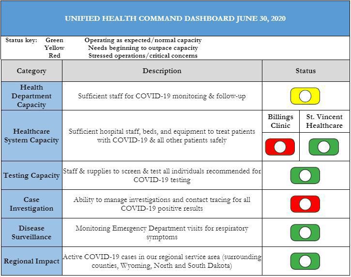 Yellowstone County COVID-19 dashboard, June 30, 2018