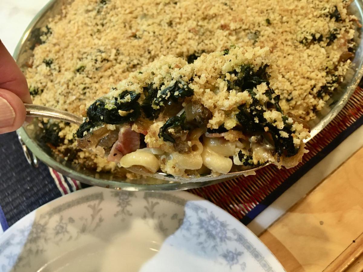 Busy Skillet Spinach, Ham, and Macaroni Strata