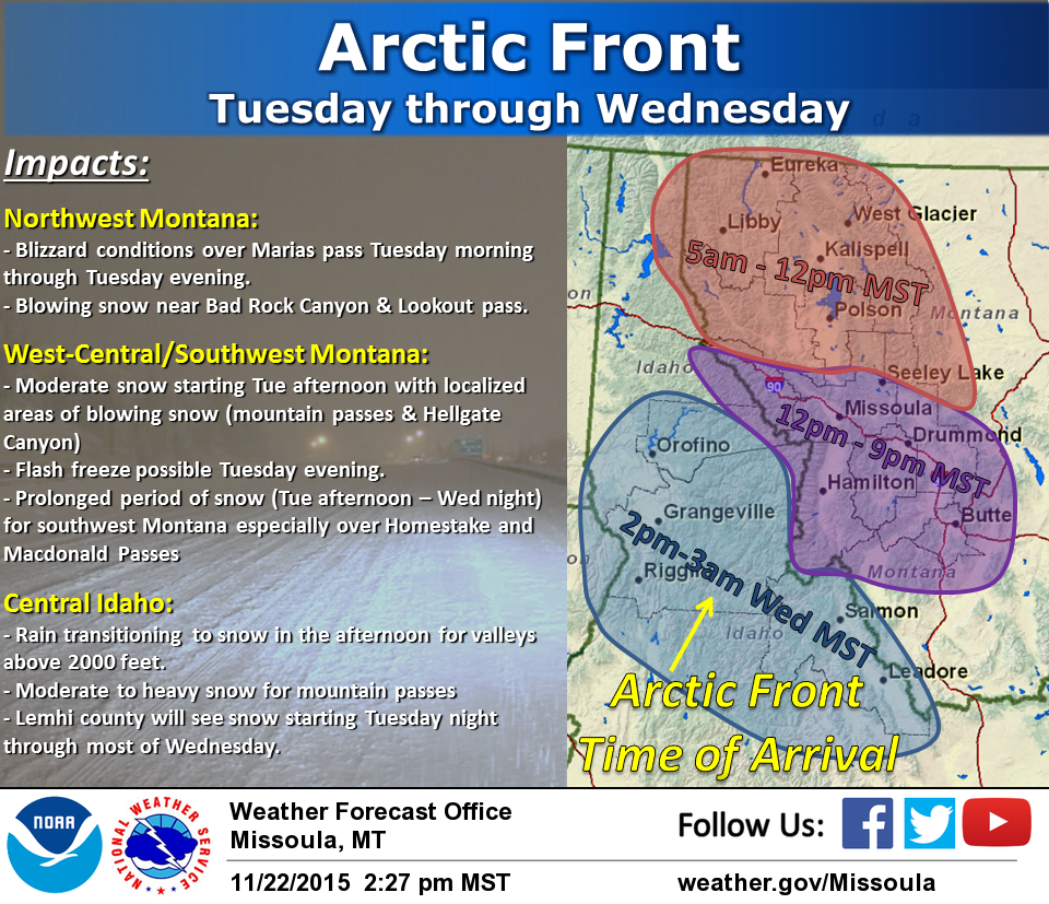 Weather Service warns arctic front will bring wind, snow to western