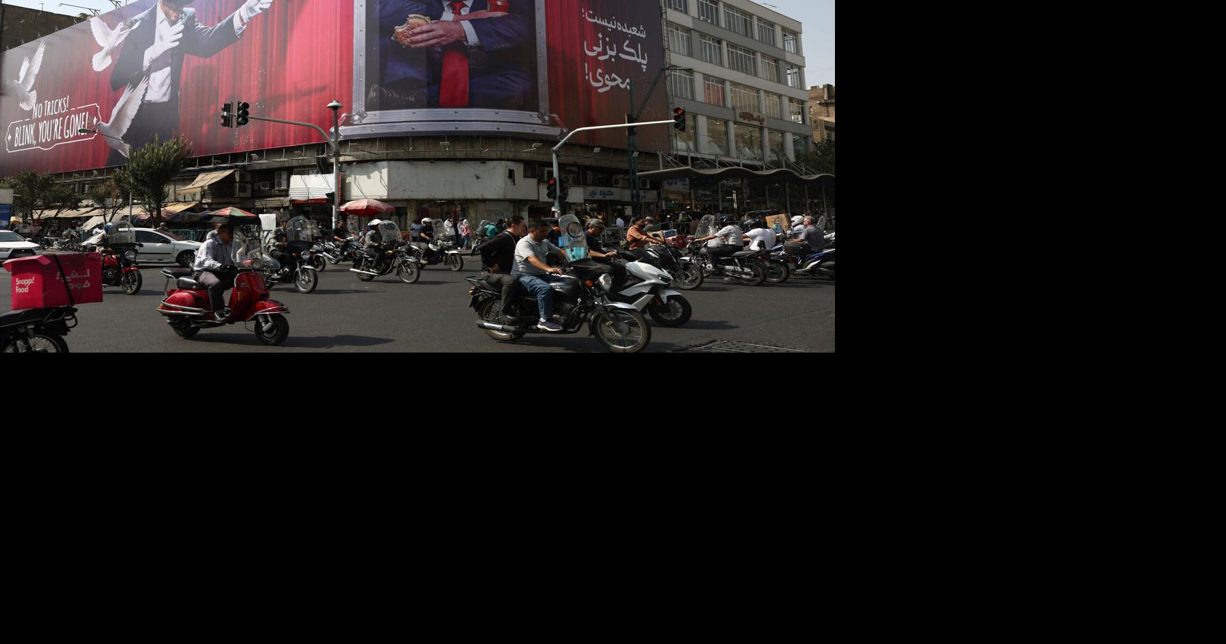 Billboard depicting U.S. President Donald Trump, on a building in Tehran
