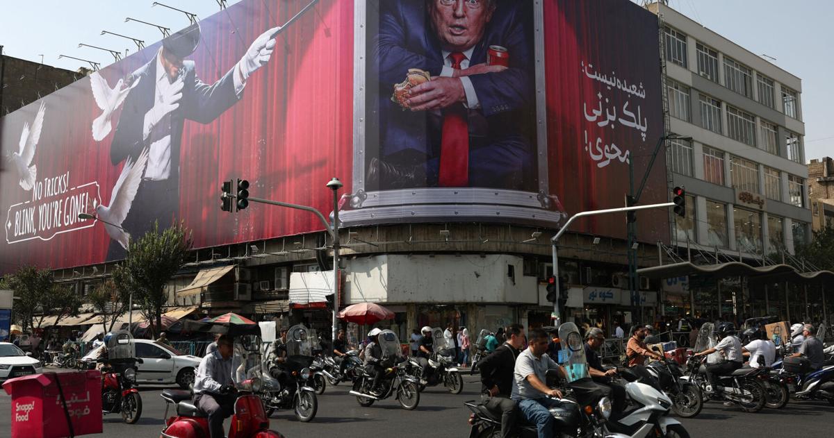 Billboard depicting U.S. President Donald Trump, on a building in Tehran