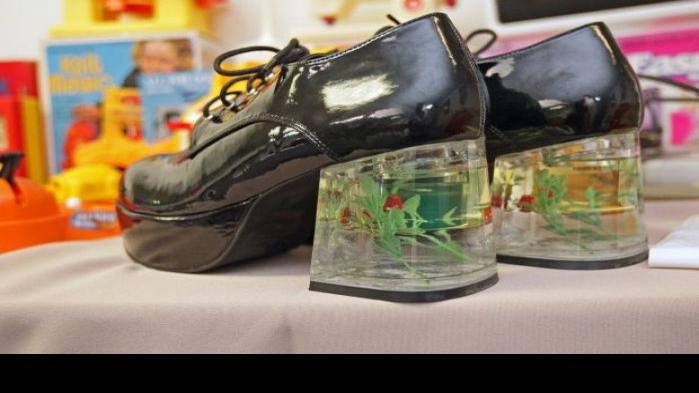 Platform shoes with fish tank heels