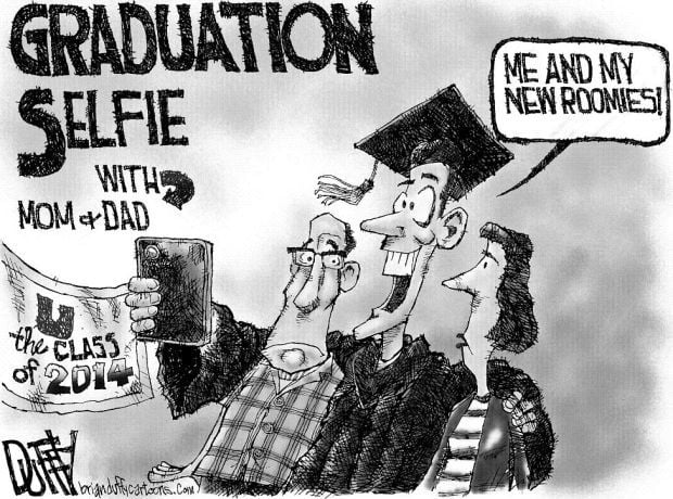 CARTOON: Graduation selfies include new roomies: mom and dad