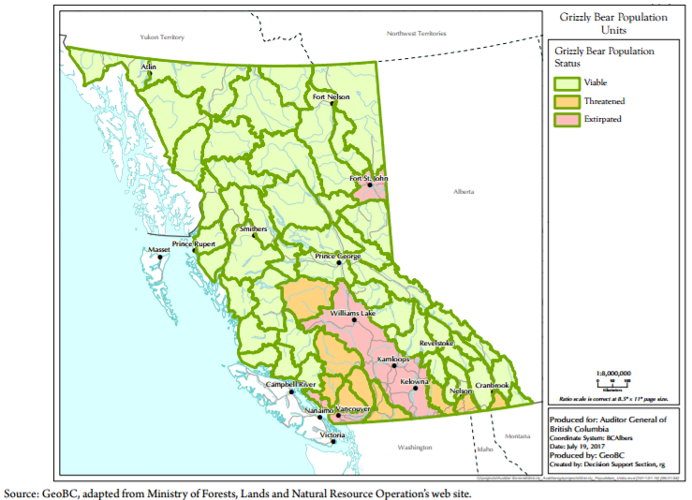 British Columbia grizzly bear population units