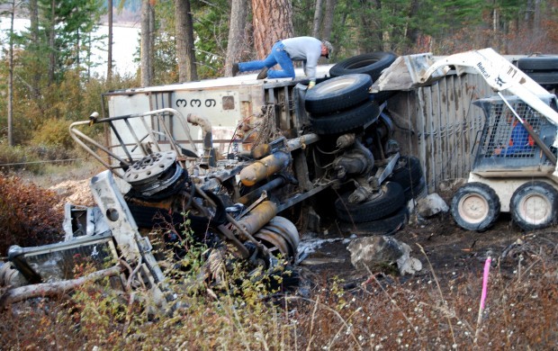 Chip truck crashes, burns on Highway 35 near Flathead Lake