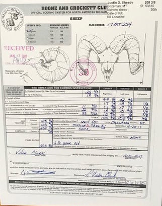 boone and crockett scoring sheet