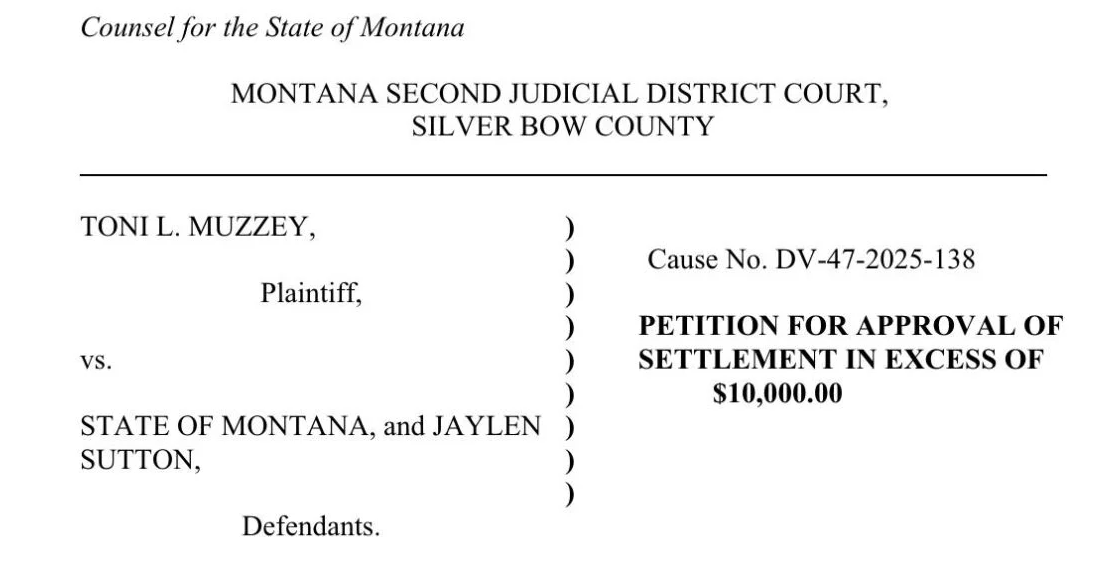State settlement agreement with Toni Muzzey