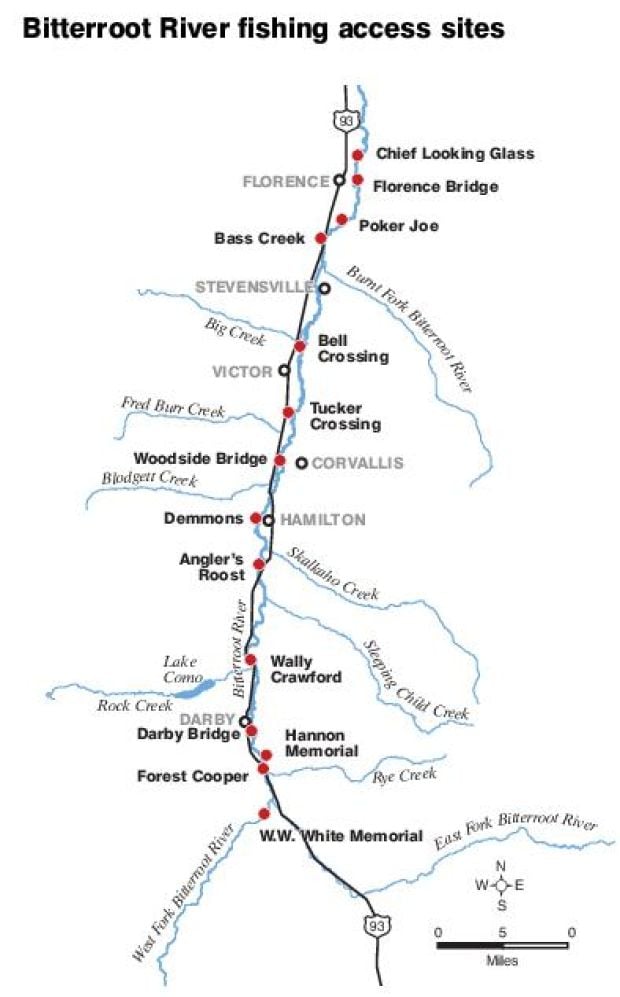 Public fishing access sites on Clark Fork, Bitterroot and Blackfoot rivers