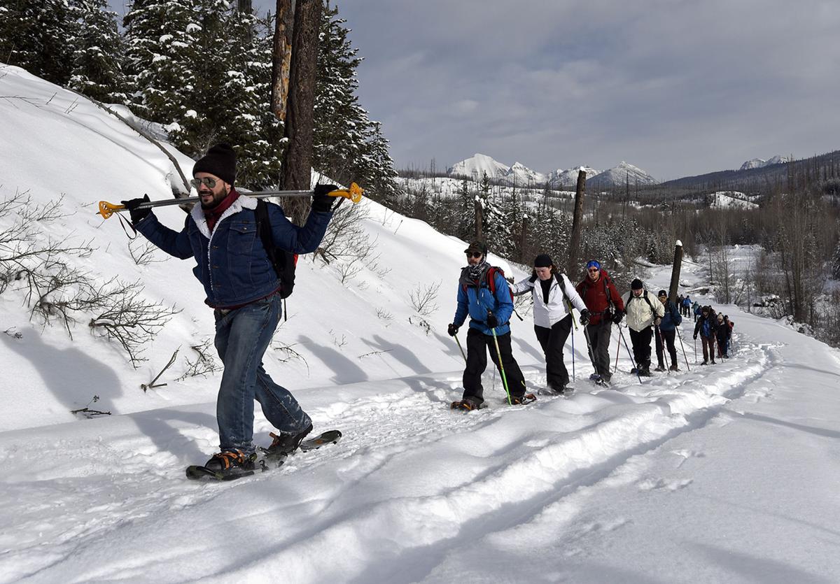 UM students and faculty snowshoe