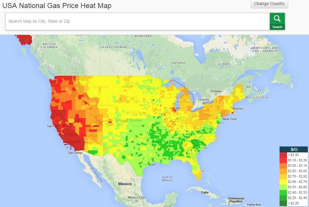 Usa National Gas Price Heat Map – Topographic Map of Usa with States