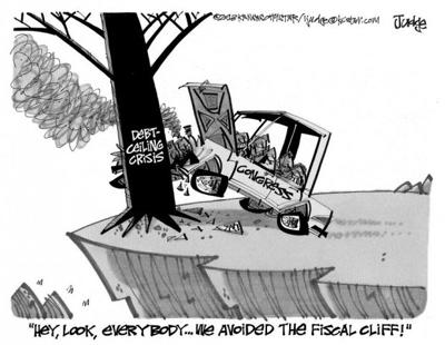 Cartoon Congress Avoided Fiscal Cliff But Crashed Right