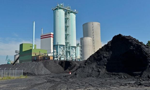 Coal is stored at the Trianel power plant