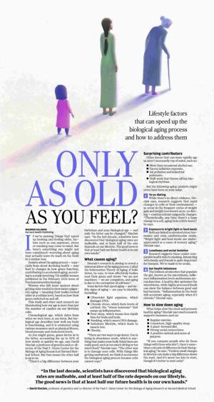 ONLY AS OLD AS YOU FEEL?