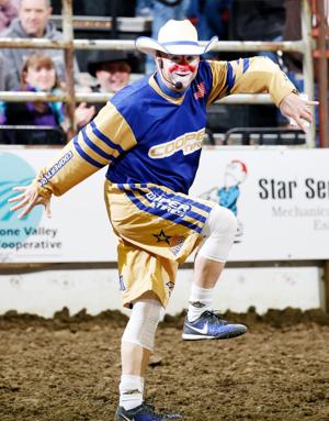Rodeo funnyman Flint Rasmussen is back at some PRCA events