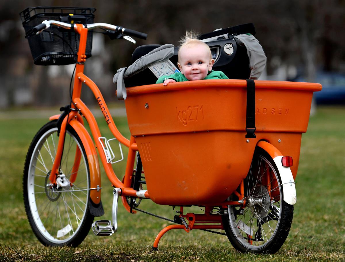 Baby in a basket in Bonner Park
