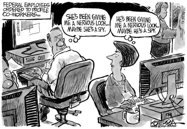 CARTOON: Federal employees encouraged to profile nervous-looking co-workers