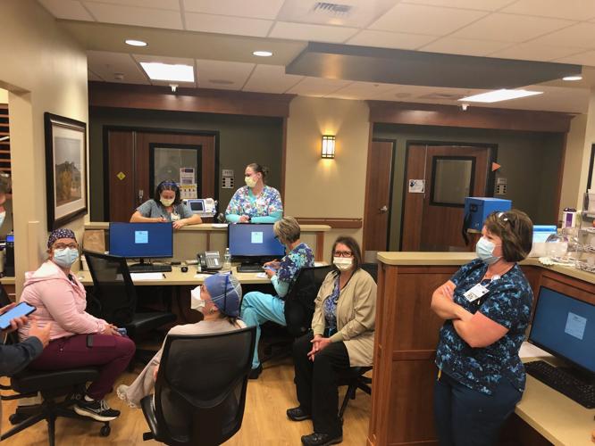 Christy Baxter meets with nurses