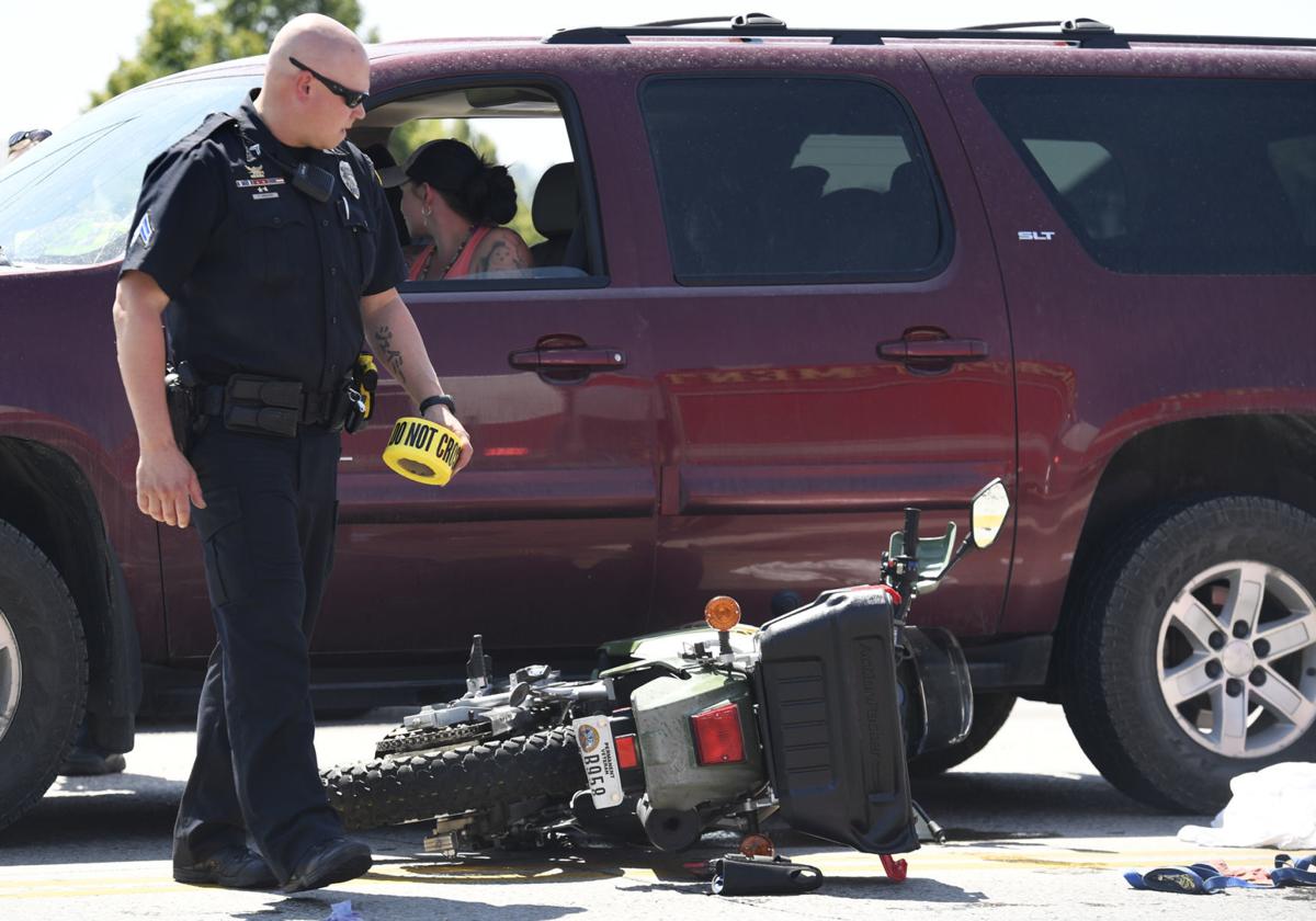 motorcycle crash stock image