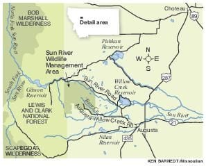 Sun River Montana Map Sun River WMA map | | missoulian.com