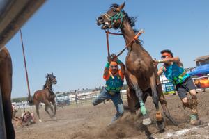 Indian horse relay put on by Little Shell Chippewa Tribe debuts at Montana State Fair