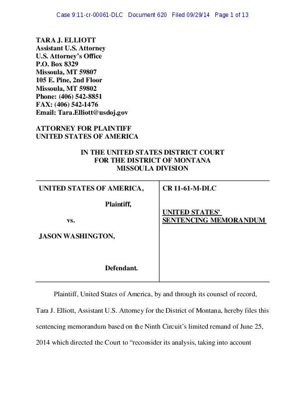 Sentencing memorandum Jason Washington