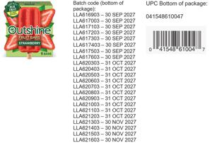 UPDATED - DREYER'S GRAND ICE CREAM, INC. ISSUES VOLUNTARY RECALL ON SELECT OUTSHINE FRUIT BARS DUE TO POSSIBLE FOREIGN MATTER CONTAMINATION
