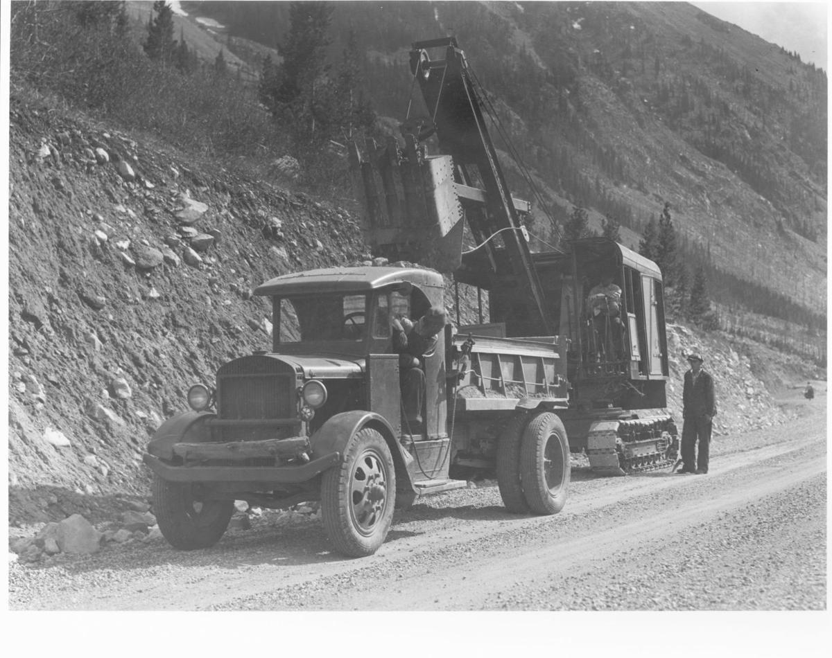 Truck at work on the Beartooth Highway