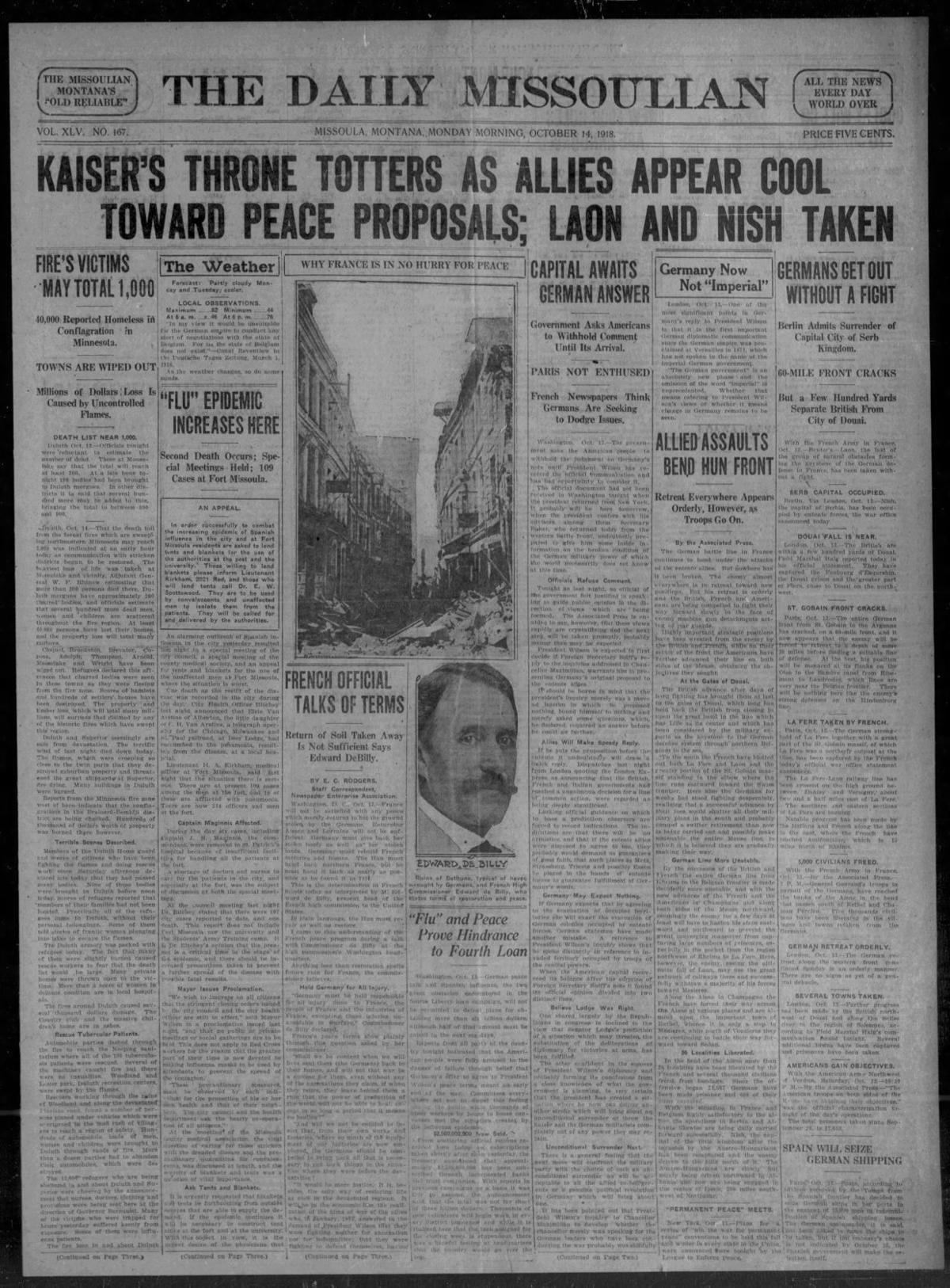 1918 Missoula Shuts Down First Flu Deaths Recorded In Second