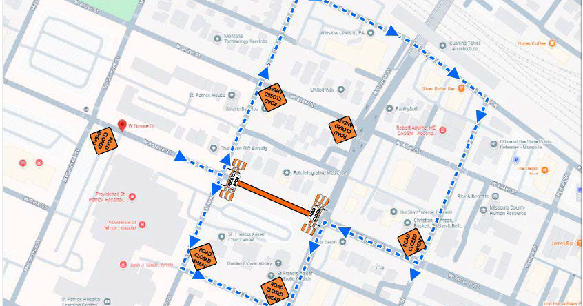Portion of Spruce Street to close in Missoula for paving work