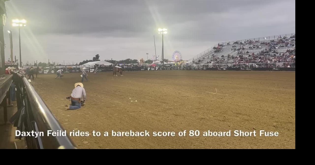 Daxtyn Feild and Short Fuse dance to a bareback score of 80 at Rodeo Billings