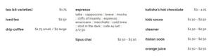 Drink Menu