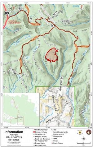 Little Belt Mountains fire burns at Smith River headwaters; fire grows quickly in Rosebud County