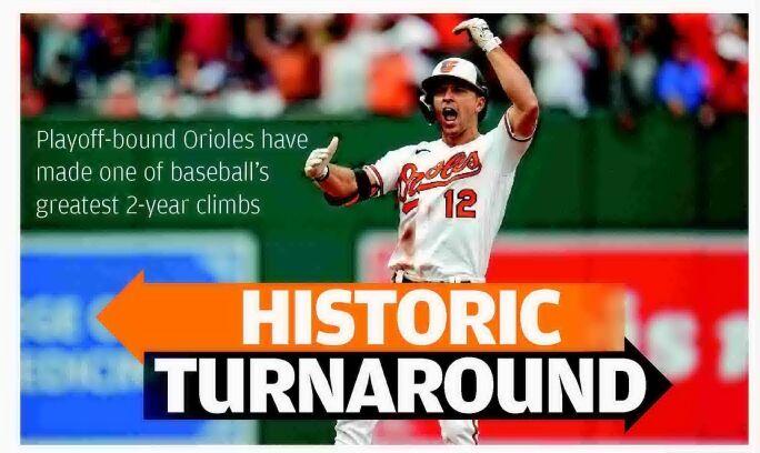 Playoff-bound Baltimore Orioles have made one of baseball's greatest 2-year  climbs