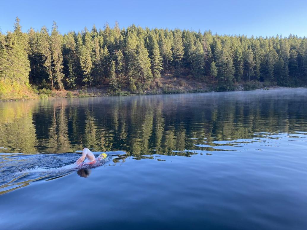 Kim Bowler swimming Lake Pend Oreille