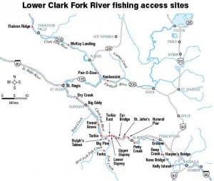 Public fishing access sites on Clark Fork, Bitterroot and Blackfoot rivers