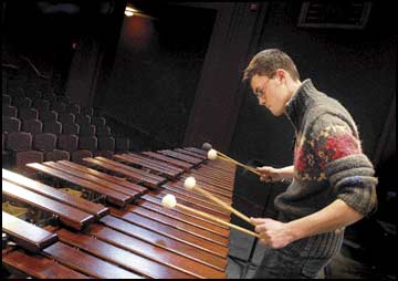 playing marimba