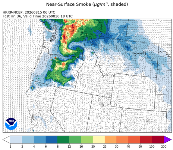 Wildfire Smoke Air Quality Update: Saturday August 15, 2026 at 7:45am