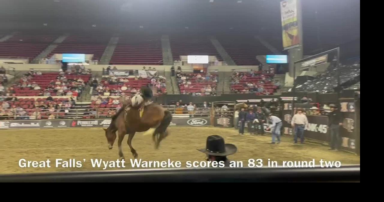 Great Falls cowboy Wyatt Warneke rides Majestic Robin at 2026 The Riggin Masters