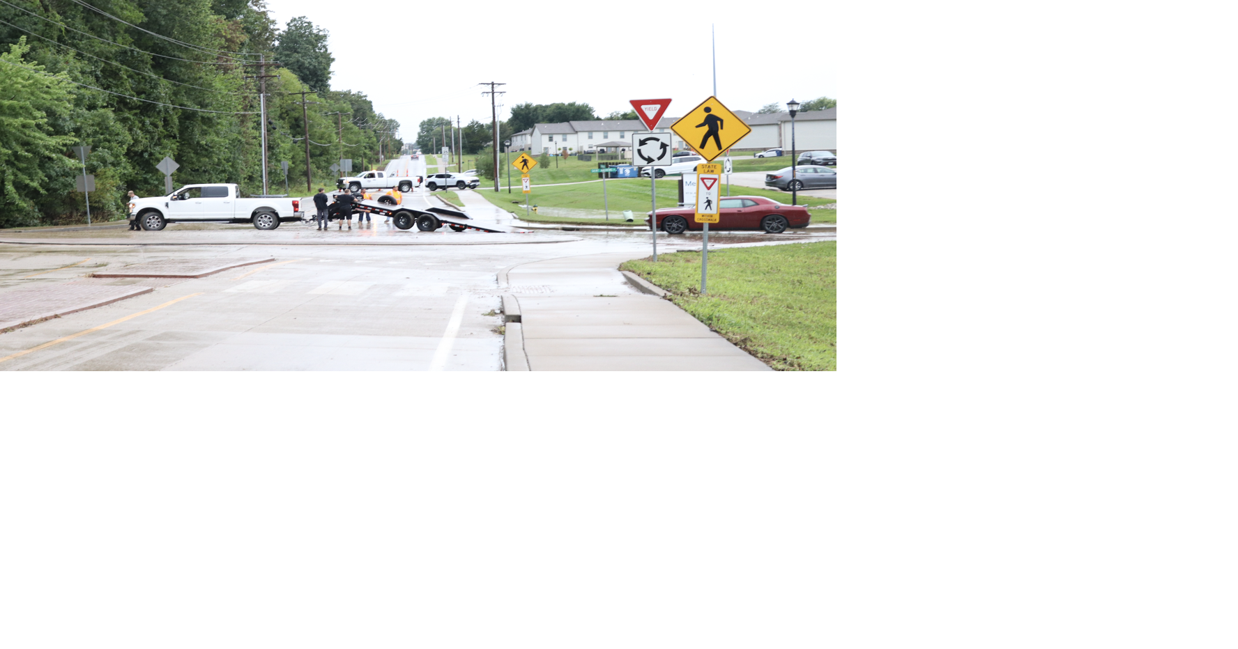 Driver rescued from flooded roundabout in Union
