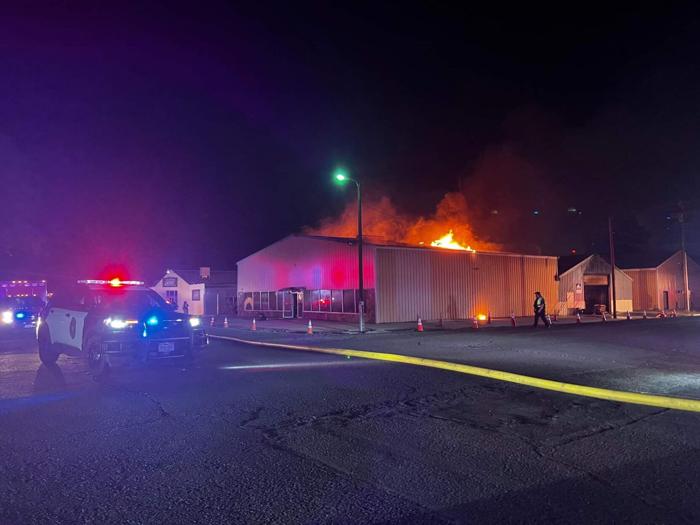 Downtown fire destroys RV, thrift shop