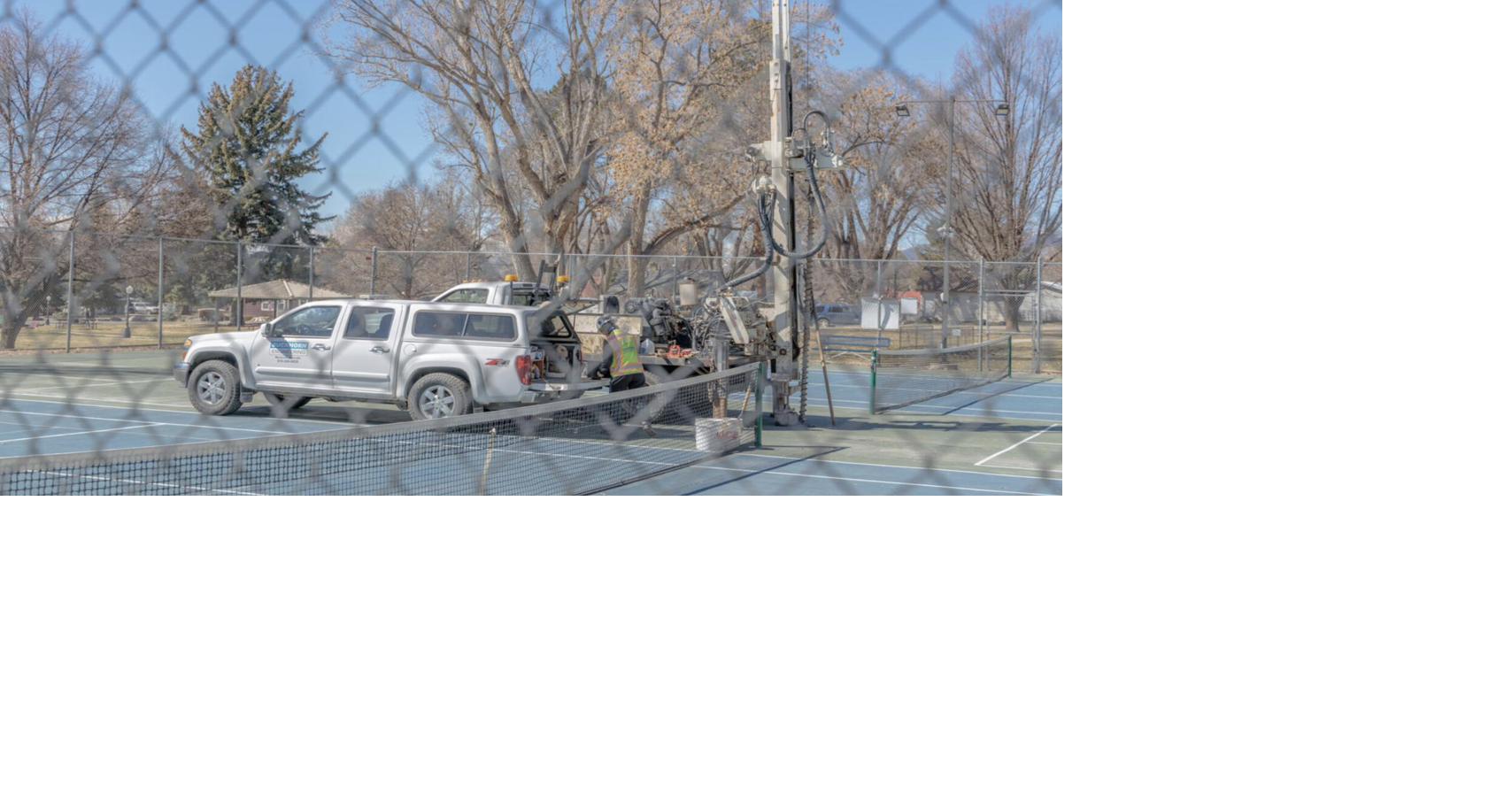 Engineers core the Cedaredge tennis courts to plan for prospective
